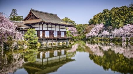 The garden of the Heian Shrine at spring wallpaper