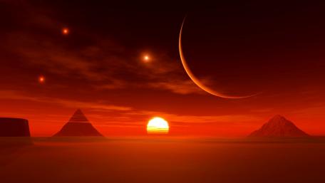 Desert sun fantasy landscape wallpaper