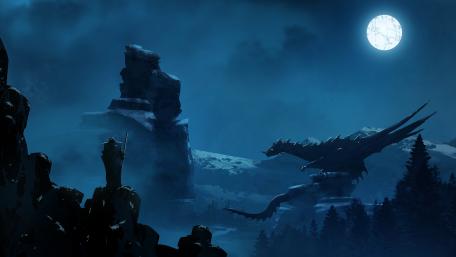 Dragon in the moonlight wallpaper