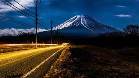 Freeway to a volcano wallpaper