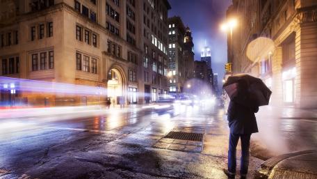Rainy evening in New York City wallpaper