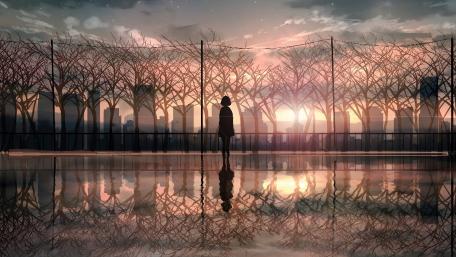 Anime sunset reflection wallpaper