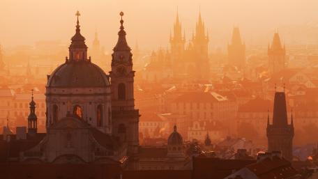 Captivating Prague at Sunset Glow wallpaper