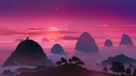 Purple minimal landscape wallpaper