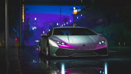 Gray Lamborghini Aventador in Street Light wallpaper