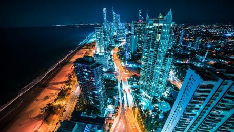 Aerial view of the Gold Coast at night, Australia wallpaper