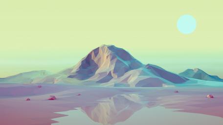 3D low-poly landscape wallpaper