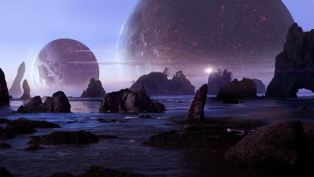 Futuristic planet landscape wallpaper