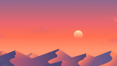 Burning desert sunset minimal landscape wallpaper