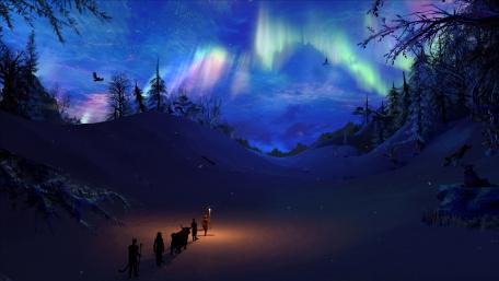Snowy fantasy landscape wallpaper