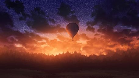 Air Balloon in Sunset wallpaper