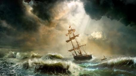 Lost at Sea in a Stormy Realm wallpaper
