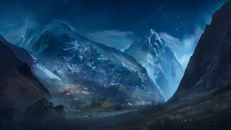 Majestic Mountain Nighttime Vista wallpaper