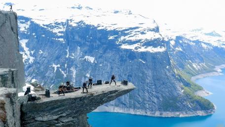 Mountain Melody High Above the Fjord wallpaper