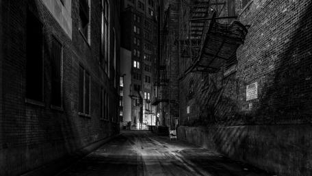 Mysterious Monochrome Alleyway Scene wallpaper