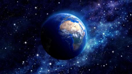 Blue Planet Amidst Stellar Brilliance wallpaper