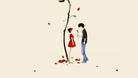 Tender Moments Under the Rose wallpaper