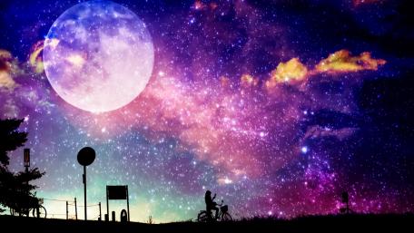 Moonlit Dreams in a Cosmic Playground wallpaper