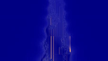 A rip in the blue wallpaper