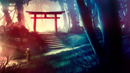 Mystic Gateway in the Enchanted Forest wallpaper