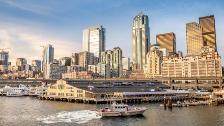 Majestic Skyline Over Water Scene wallpaper