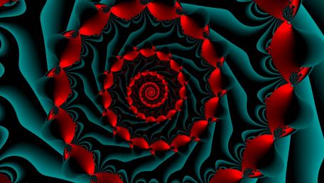 Swirling Red and Teal Spiral Design wallpaper