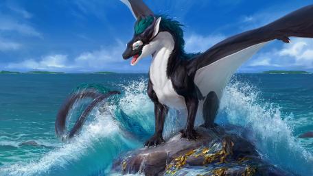 Majestic Sea Dragon Emergence wallpaper