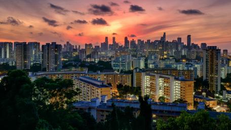 Vibrant Cityscape at Sunset wallpaper