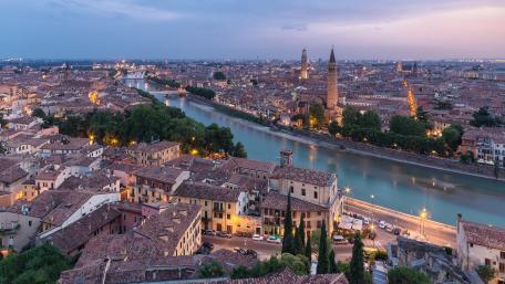 Serene Cityscape of Verona at Dusk wallpaper