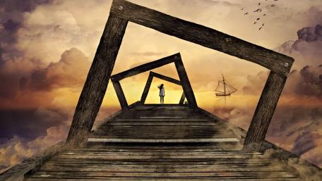 Mystical Gateway at Sunset wallpaper