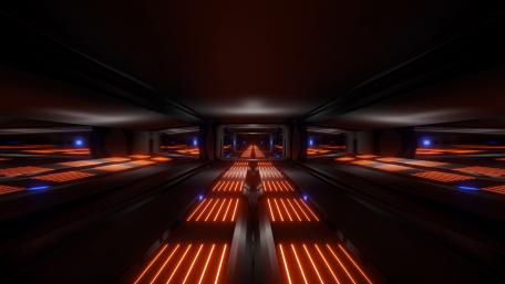 Futuristic Corridor with Neon Lights wallpaper