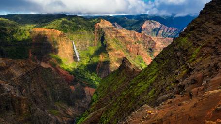 Majestic Canyon Waterfall Vista wallpaper