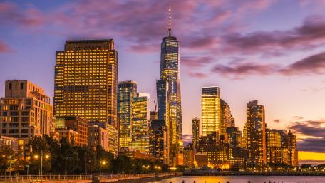 Golden Skyscrapers at Sunset wallpaper
