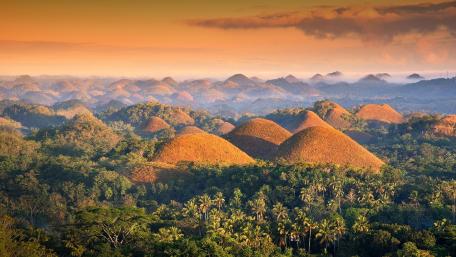 Breathtaking Chocolate Hills at Sunset wallpaper