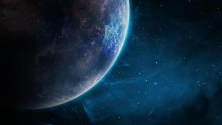 Mystic Blue Planet in the Vast Universe wallpaper