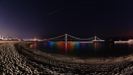 Busan at night fisheye photography wallpaper
