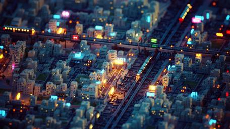 Voxel Cityscape wallpaper