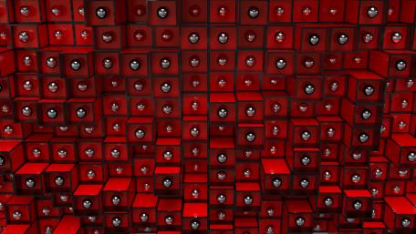 Dynamic Red Abstract Design with Metallic Elements wallpaper