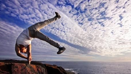 High-Flying Athleticism by the Sea wallpaper
