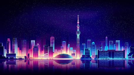Neon Skyline Dreamscape wallpaper