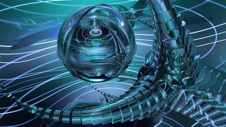 Blue fractal digital art wallpaper