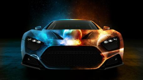Burning Sports Car wallpaper