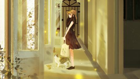 Girl With Cat wallpaper