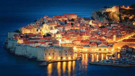 Old Town Illuminated by Night wallpaper