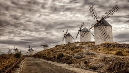 Windmills Against a Dramatic Sky wallpaper
