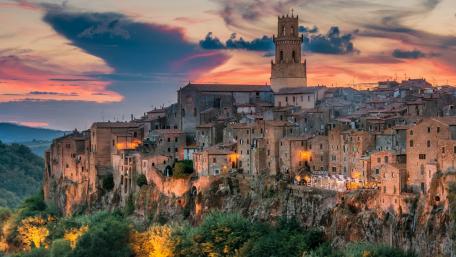Medieval Town at Dusk wallpaper