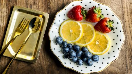 Fruit Medley on Elegant Plate wallpaper