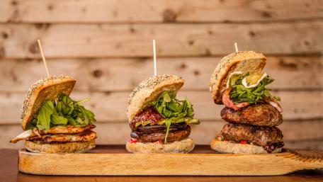 Gourmet Burger Trio Delight wallpaper