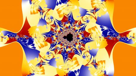Vibrant Fractal Explosion in Orange and Blue wallpaper