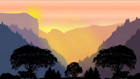 Orange sunset minimal landscape wallpaper